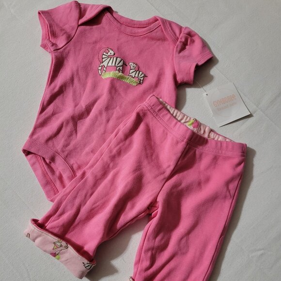 Gymboree Brand New Baby Zebra NWT 0-3 Month Bodysuit & Reversible pants set. - Picture 1 of 5